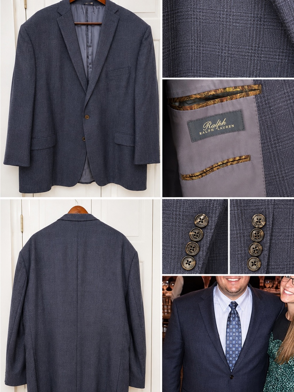 Ralph Lauren Men’s Dark Navy Check Wool-Blend Blazer
